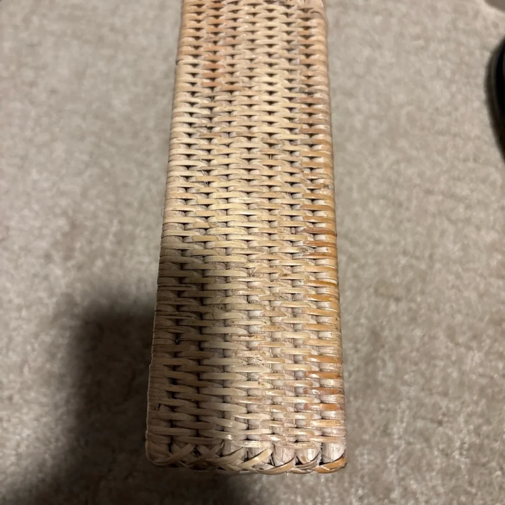Caspari Rattan Luncheon Napkin Holder  7x7” Interior